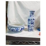 Asian Blue and White Porcelain Planter