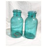 Pair of Vintage Ball Ideal Blue Jars