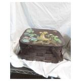 Vintage Hand-painted Picnic Basket