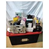 Large Storage Tote Filled w/NIB & General Items