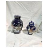 Japanese Cobalt Blue Vase and Jar