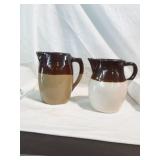 Pair of Stoneware 2-Tone Pitchers