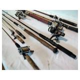 Large Lot of Fishing Poles, some are vintage