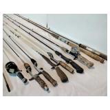 Large Lot of Fishing Poles, Some are Vintage