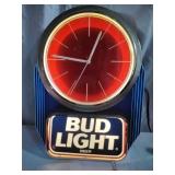Bud Light Beer Lighted Advertising Clock