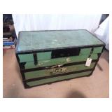 Vintage Travel Trunk with Italian Newspaper Liner