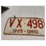 Vtg 1965 Ohio License Plate Single