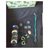 Pendant of Pope Pius, turqouise earrings