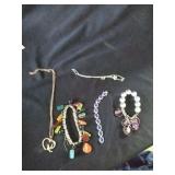 2 necklaces, 3 bracelets