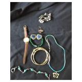 Watch, bracelet, necklace and pin