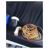 3 extension cords, a face mask and plastic ruler