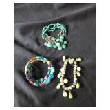 Three beaded turqouise bracelets