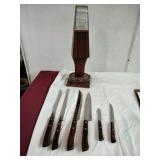 Vtg Flint Kitchen Knife Block