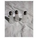 3 Crystal / Sterling Salt and Pepper Shakers