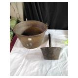 Early Brass Kettle with Handle and