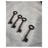4 Vintage Russell & Irwin Skeleton Keys