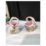 Vtg Hull Pottery Honey Jar, Handled Basket