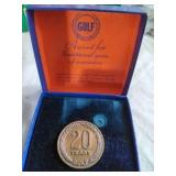 Gulf 20 Years of Service Pin
