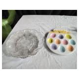Pair of Vtg Deviled Egg Plates