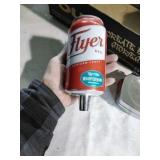 Vtg Flyer Red Beer Can Tap Handle