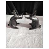 Pair of Pushing Rabbits Bookends