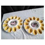Pair of vtg Ceramic Deviled Egg Plates.