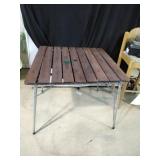 Vintage Aluminum/Wood Folding Patio Table