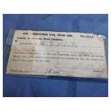 Antique  Capitation Tax Receipt