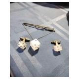 Vintage Lucite/Rhinestone Dice Cufflinks