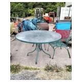 Green Metal Patio Table and 4 Chairs