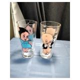 1973 Porky And Petunia Pig Drinking Glasses