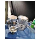 Pots Wire Baskets and Measuring Cups