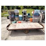 Industrial push Cart Wood Base