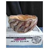 8" x 4" Brown Leaf Impression Bowl