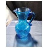 Hand-Blown Crackle Glass Pitcher