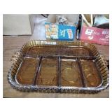 Indiana Glass Amber Relish Tray w/Fruit