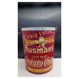 large Husman's potatoe chip can