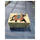 Small Marble Trinket Box with Elephant