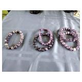 5 Gemstone Bracelets Purple  Stones