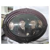 Antique Photo of Couple Wood Oval Frame.