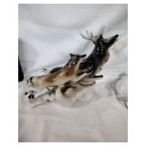 Royal Dux Wolf Chasing Stag Figures