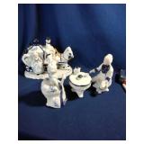 Blue/White Colonial Carriage Man & Woman