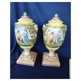 Pair of Italian Porcelain Urns Capodimonte
