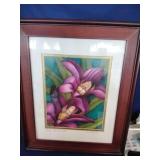 Pink Cymbidiums Lithograph Signed
