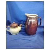 Hull Stoneware Pitcher and Teapot