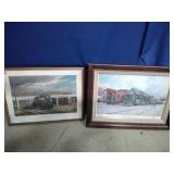 Pair of Vtg Train Prints
