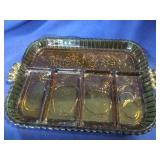 Indiana Glass Amber Relish Tray w/Fruit