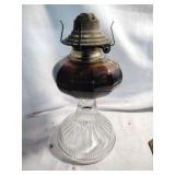 Vtg Clear Glass Oil Lamp