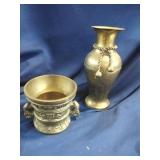 Solid Brass Mortar and Vase