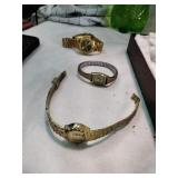 3 Ladies Goldtone Watches